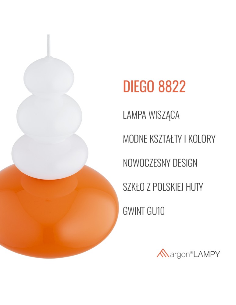 Argon DIEGO 8822  GU10 (nie zawiera źródła światła) / 230V szkło, stal lakierowana