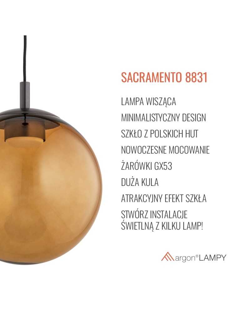 Argon SACRAMENTO 8831  GX53 (żarówka o mocy 8W stanowi element gratisowy - na wyposażeniu) / 230V 2700K szkło, stal lakierow