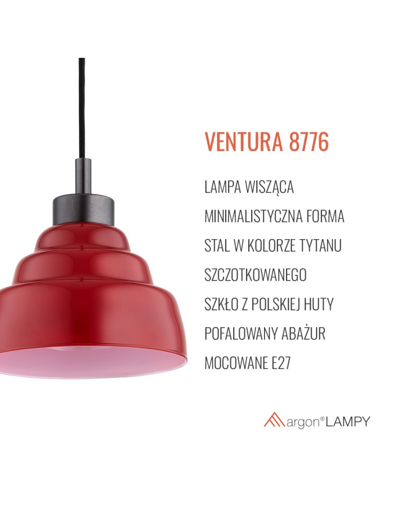 Single pendant lamps - Argon VENTURA 8776 E27 (light source not included) / 230V glass, brushed lacquered steel - product kolory-swiatla.pl 9