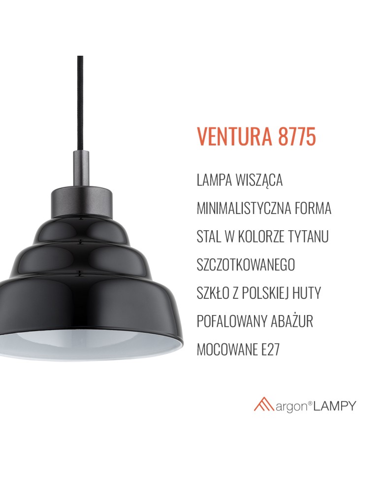 Single pendant lamps - Argon VENTURA 8775 E27 (light source not included) / 230V glass, brushed lacquered steel - product kolory-swiatla.pl 7
