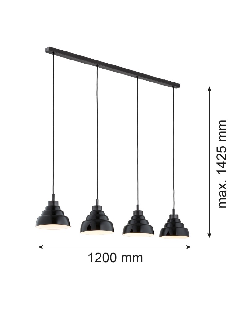 Pendant lamps on a strip - Argon VENTURA 1858 E27 (light source not included) / 230V glass, brushed lacquered steel - product kolory-swiatla.pl 7