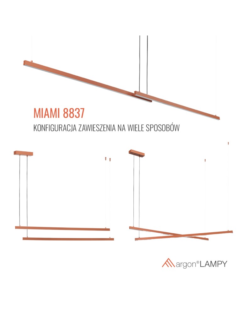 Argon MIAMI 8837  LED (zintegrowany) 230V / 3000 K stal lakierowana