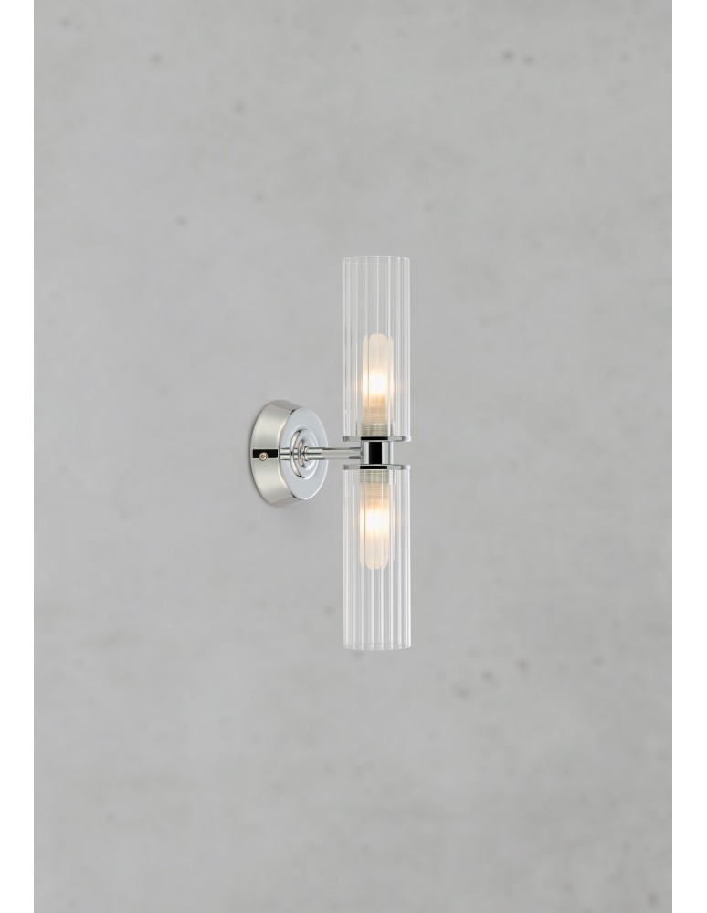 Double wall lamps - Markslojd RIMINI Wall-mounted 2L Transparent/Chrome IP44 109027 - product kolory-swiatla.pl 2