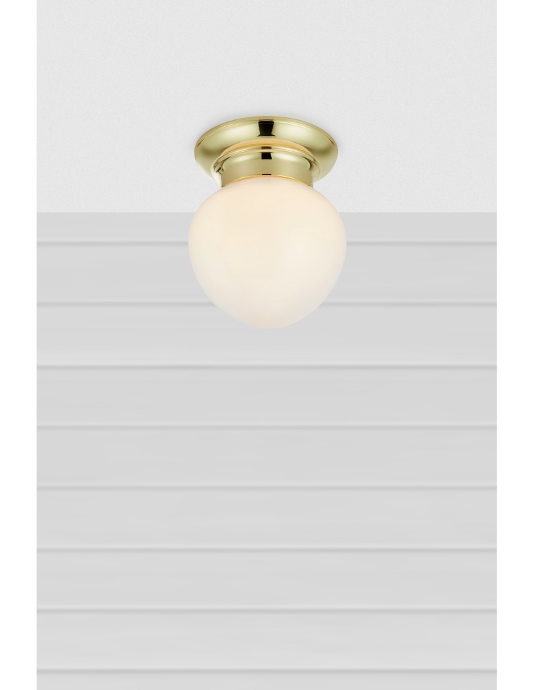 Scandinavian style ceiling lamps - Markslojd RONDA Ceiling 1L White/Brass IP44 109030 - product kolory-swiatla.pl 2