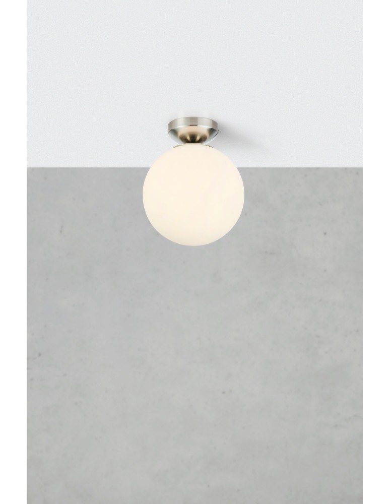 Scandinavian style ceiling lamps - Markslojd STINTINO Ceiling 1L White/Satin Nickel IP44 109024 - product kolory-swiatla.pl 2