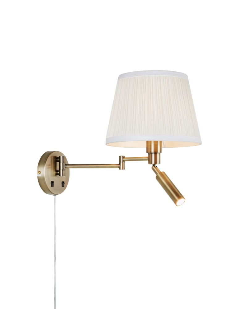 Reading wall lamps - Markslojd PIVOT Wall Mounted 2L Ecru/Antique Brass 109017 - product kolory-swiatla.pl 1