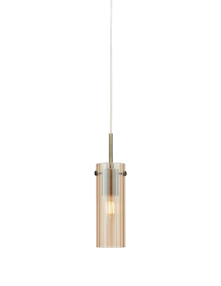 Single pendant lamps - Markslojd TIBIA Hanging 1L Amber/Antique Brass 109015 - product kolory-swiatla.pl 1