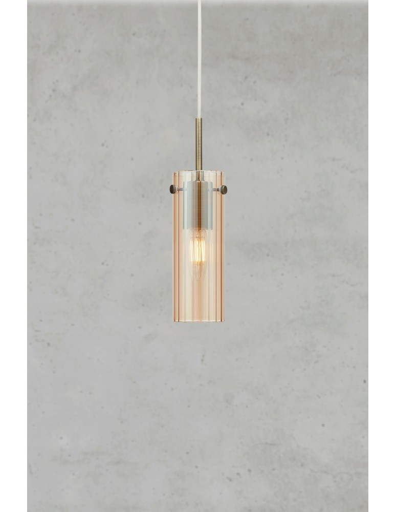 Single pendant lamps - Markslojd TIBIA Hanging 1L Amber/Antique Brass 109015 - product kolory-swiatla.pl 2
