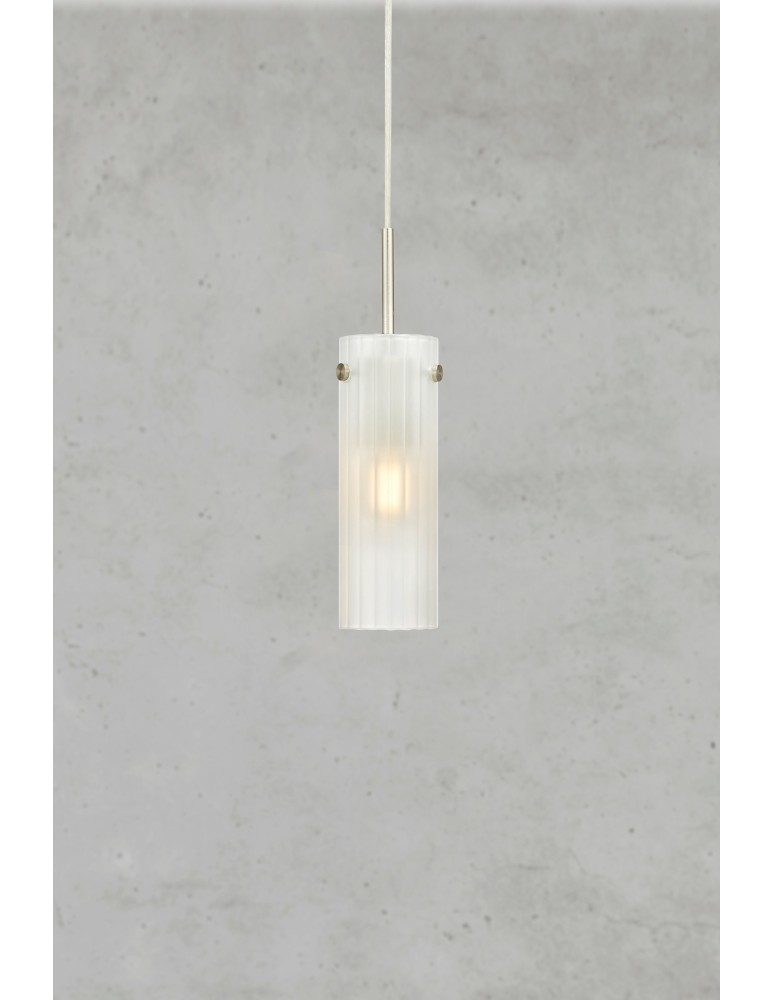 Single pendant lamps - Markslojd TIBIA Pendant 1L Frosted/Satin Nickel 109014 - product kolory-swiatla.pl 2