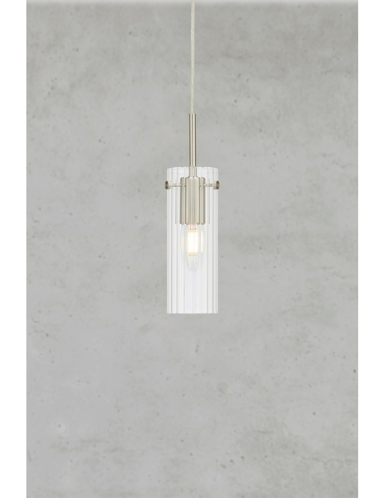 Single pendant lamps - Markslojd TIBIA Pendant 1L Transparent/Satin Nickel 109013 - product kolory-swiatla.pl 2