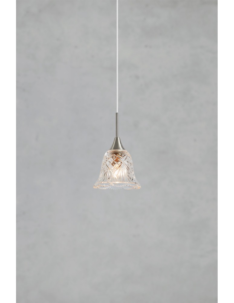 Single pendant lamps - Markslojd LUNA Pendant 1L Transparent/Satin Nickel 109012 - product kolory-swiatla.pl 2