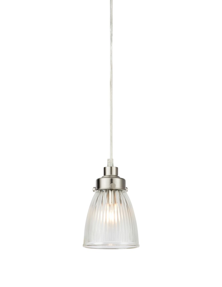 Single pendant lamps - Markslojd BELLIS Pendant 1L Transparent/Satin Nickel 109009 - product kolory-swiatla.pl 1