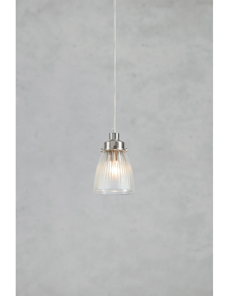 Single pendant lamps - Markslojd BELLIS Pendant 1L Transparent/Satin Nickel 109009 - product kolory-swiatla.pl 2