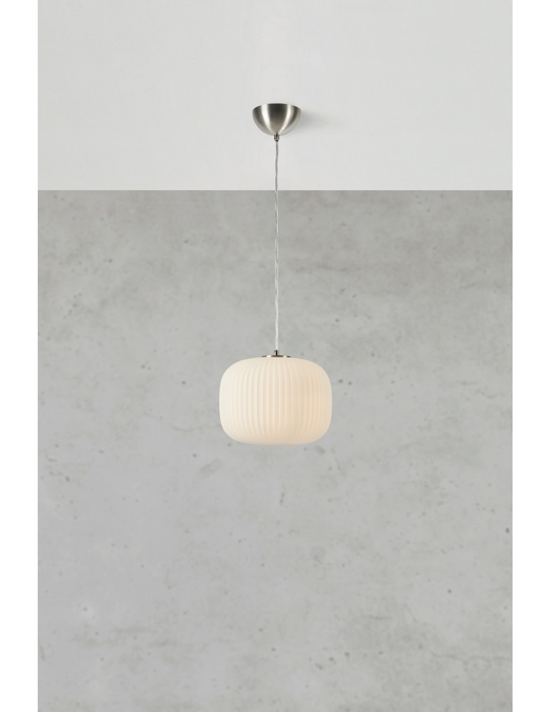 Single pendant lamps - Markslojd SOBER Pendant 1L White/Satin Nickel 109008 - product kolory-swiatla.pl 2