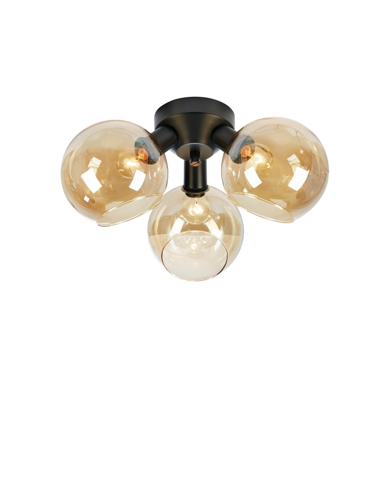 Ceiling lamps spheres - Markslojd ARTIS Ceiling 3L Amber/Black 108997 - product kolory-swiatla.pl 1