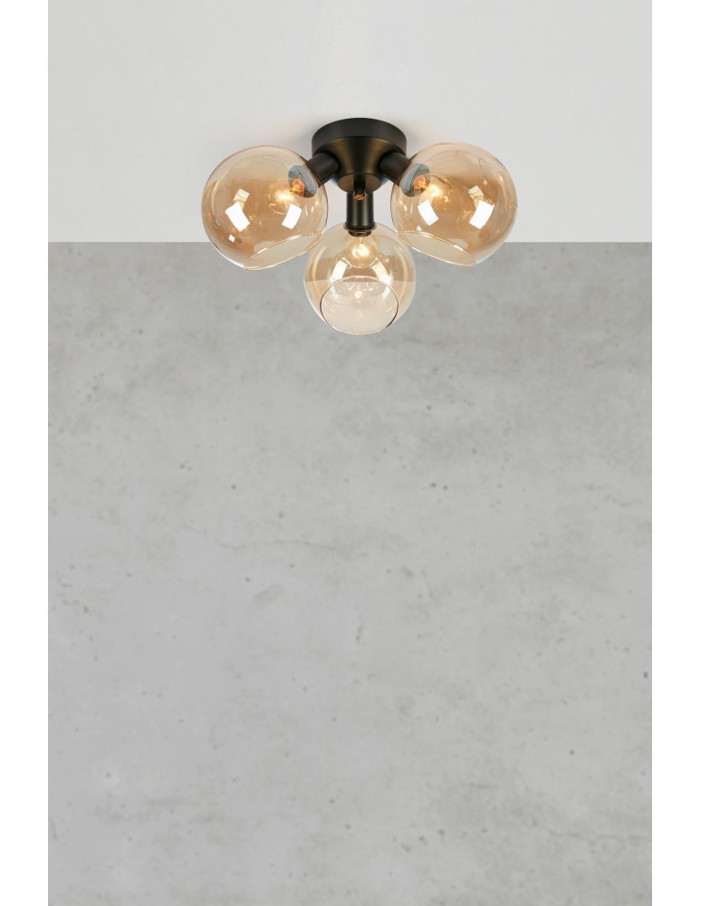 Ceiling lamps spheres - Markslojd ARTIS Ceiling 3L Amber/Black 108997 - product kolory-swiatla.pl 2