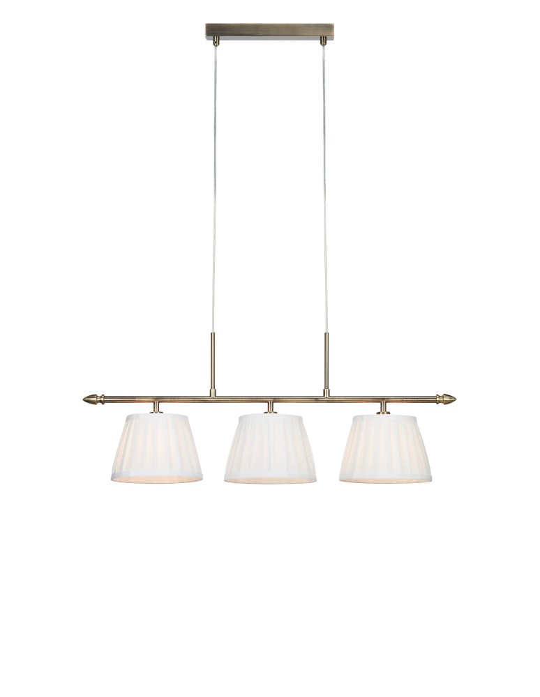 Pendant lamps over the island - Markslojd OXFORD Pendant 3L Ecru/Antique Brass 108975 - product kolory-swiatla.pl 1