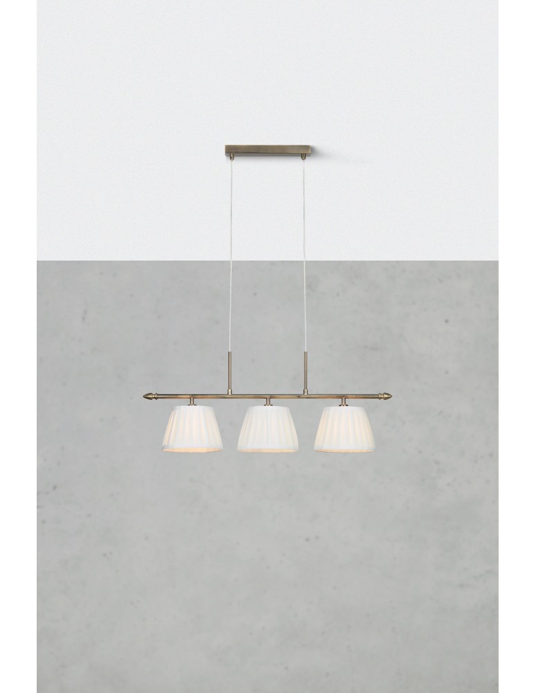 Markslojd OXFORD Wisząca 3L Ecru/Mosiądz antyczny 108975