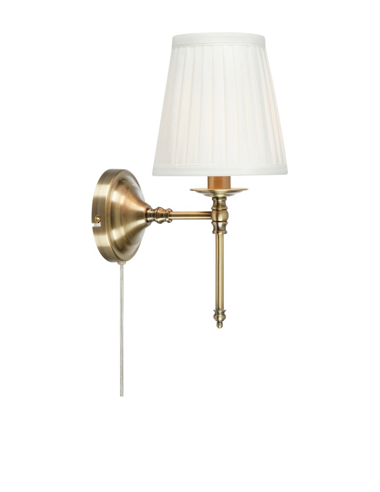 Wall lamps with lampshade - Markslojd MANOR Wall Mount 1L White/Antique Brass 108968 - product kolory-swiatla.pl 1