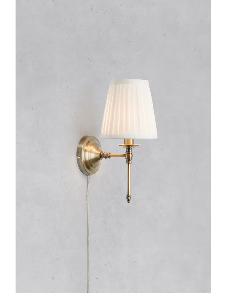 Wall lamps with lampshade - Markslojd MANOR Wall Mount 1L White/Antique Brass 108968 - product kolory-swiatla.pl 2