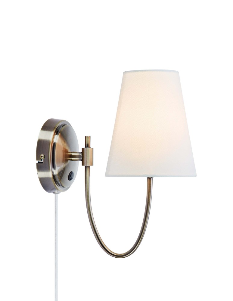 Wall lamps with lampshade - Markslojd AMAR Wall Mounted Ecru/Antique Brass 108908 - product kolory-swiatla.pl 1