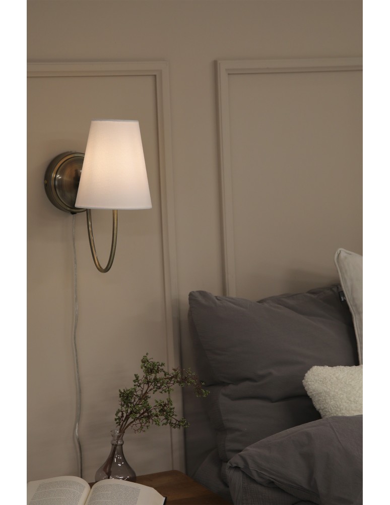 Wall lamps with lampshade - Markslojd AMAR Wall Mounted Ecru/Antique Brass 108908 - product kolory-swiatla.pl 2