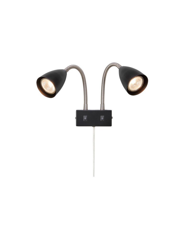 Reading wall lamps - Markslojd CIRO Wall Mounted 2L Black/Stainless Steel 108901 - product kolory-swiatla.pl 1