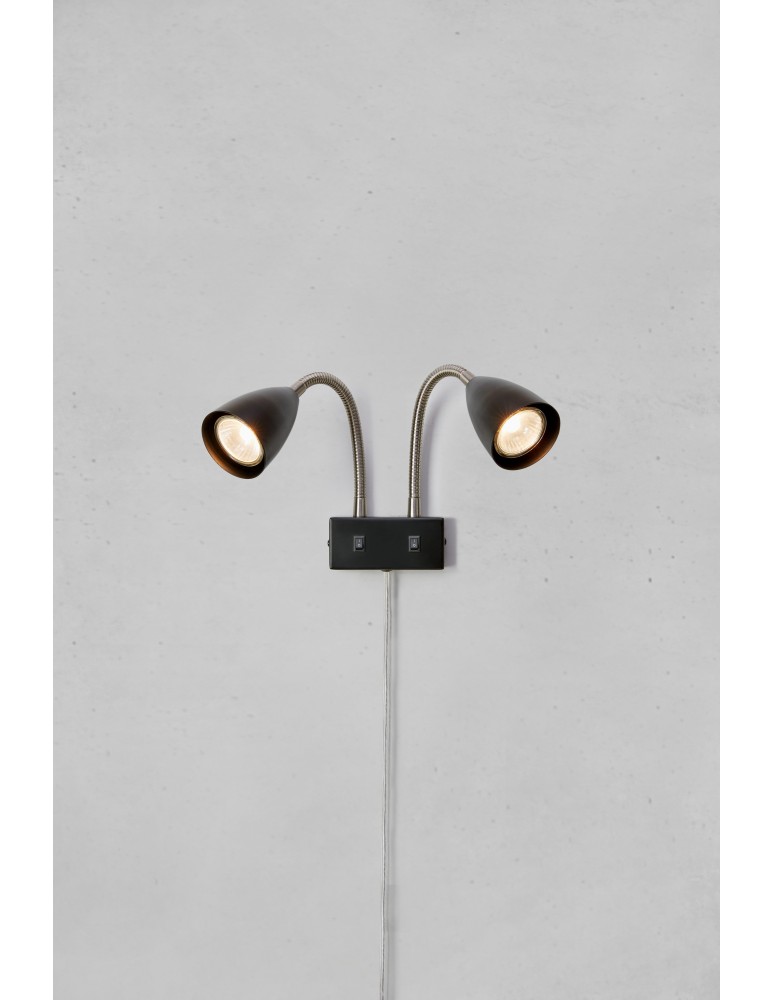 Reading wall lamps - Markslojd CIRO Wall Mounted 2L Black/Stainless Steel 108901 - product kolory-swiatla.pl 2