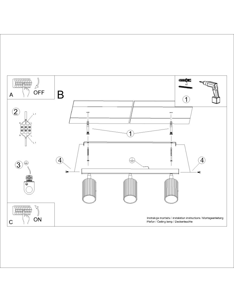 Ceiling lamps - Sollux Plafond KARBON 3L taupe SL.1764 - product kolory-swiatla.pl 10