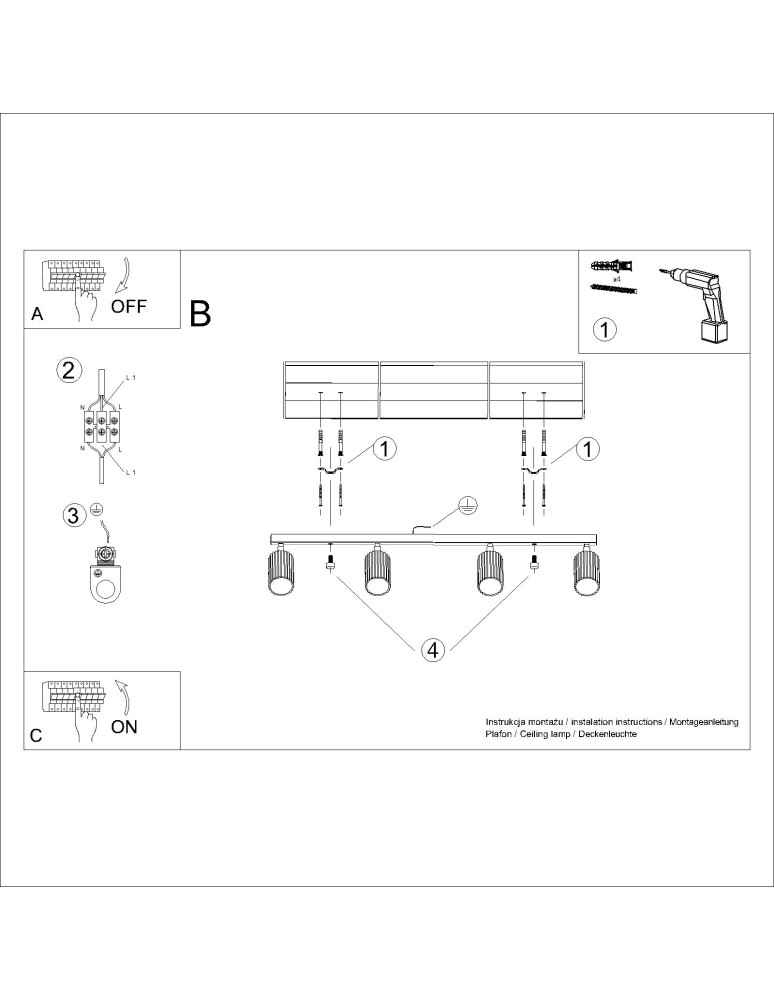 Sollux Plafon KARBON 4L taupe SL.1765