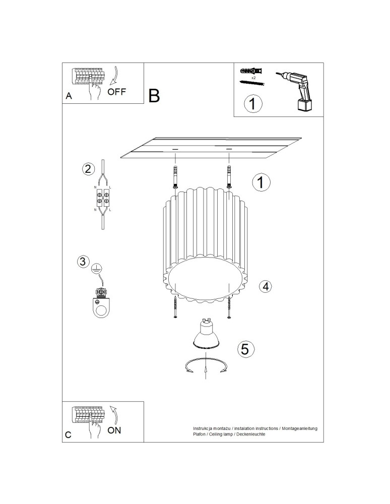 Ceiling lamps - Sollux Plafond AURA 1 burgundy GU10 SL.1819 - product kolory-swiatla.pl 8