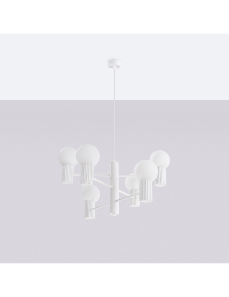 Chandeliers - Sollux Chandelier HALO 6 white SL.1829 - product kolory-swiatla.pl 2