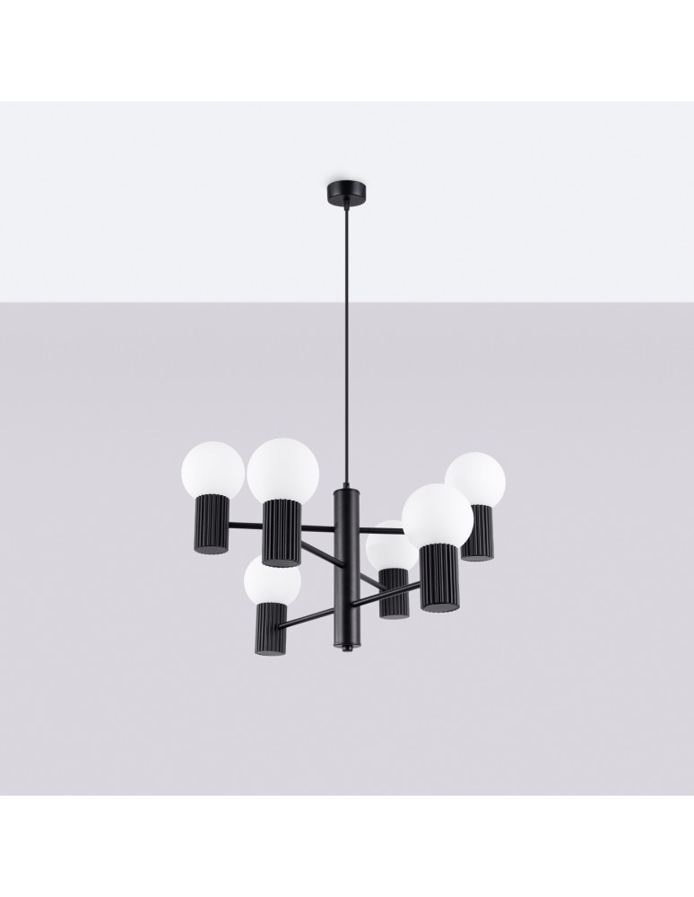 Chandeliers - Sollux Chandelier HALO 6 black SL.1830 - product kolory-swiatla.pl 2