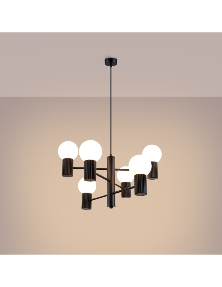 Chandeliers - Sollux Chandelier HALO 6 black SL.1830 - product kolory-swiatla.pl 3