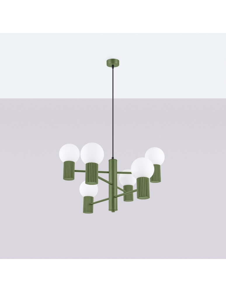 Chandeliers - Sollux Chandelier HALO 6 olive green SL.1832 - product kolory-swiatla.pl 2