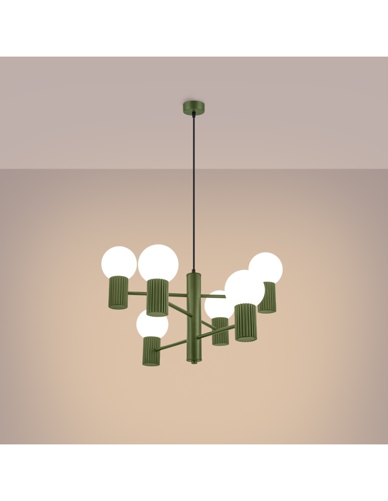 Chandeliers - Sollux Chandelier HALO 6 olive green SL.1832 - product kolory-swiatla.pl 3