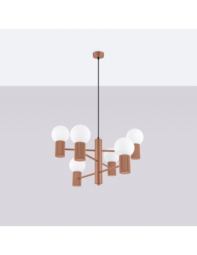Chandeliers - Sollux Chandelier HALO 6 mocca SL.1834 - product kolory-swiatla.pl 2