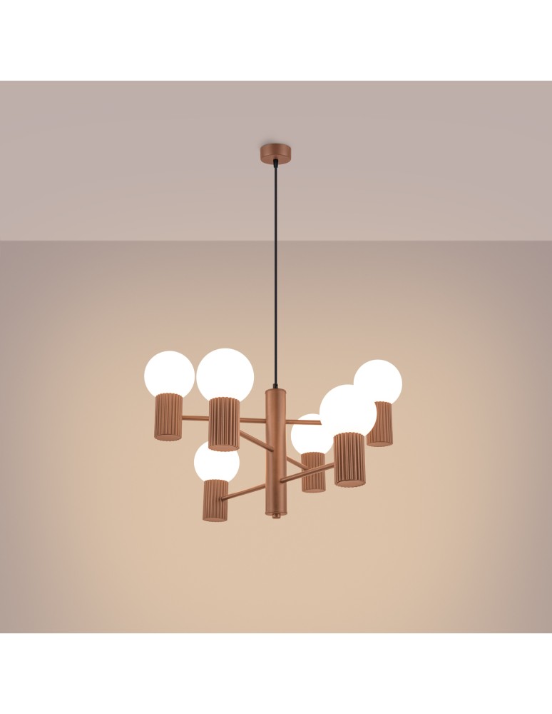 Chandeliers - Sollux Chandelier HALO 6 mocca SL.1834 - product kolory-swiatla.pl 3