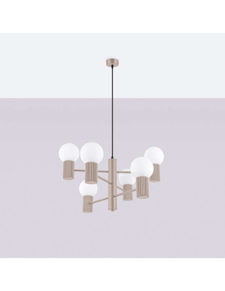 Chandeliers - Sollux Chandelier HALO 6 taupe SL.1836 - product kolory-swiatla.pl 2