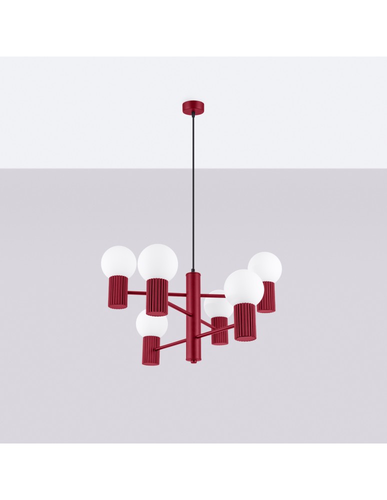 Chandeliers - Sollux Chandelier HALO 6 burgundy SL.1837 - product kolory-swiatla.pl 2