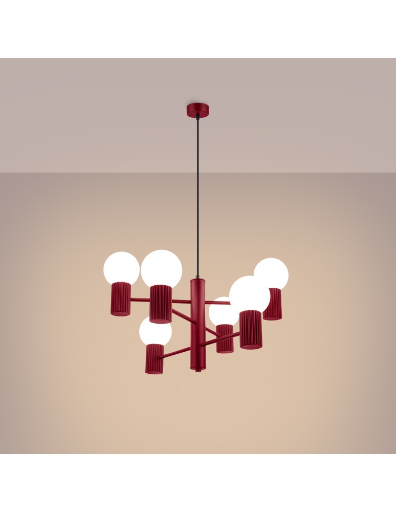 Chandeliers - Sollux Chandelier HALO 6 burgundy SL.1837 - product kolory-swiatla.pl 3