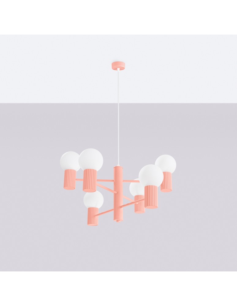 Sollux Żyrandol HALO 6 brzoskwiniowy SL.1838