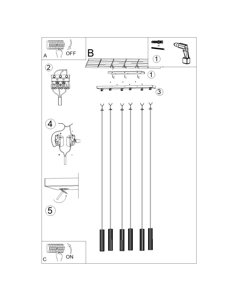 Pendant lamps on a strip - Thoro pendant lamp IVAR 6L white LED 3000K TH.577 - product kolory-swiatla.pl 3