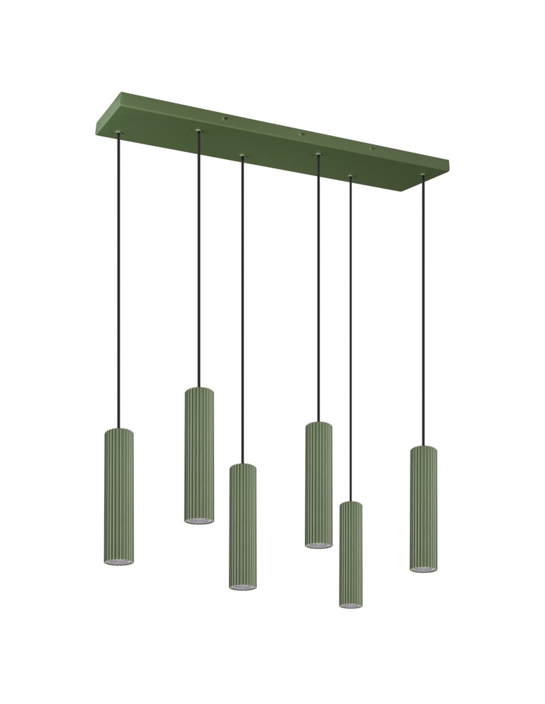 Pendant lamps on a strip - Thoro Pendant lamp IVAR 6L green olive LED 3000K TH.589 - product kolory-swiatla.pl 1