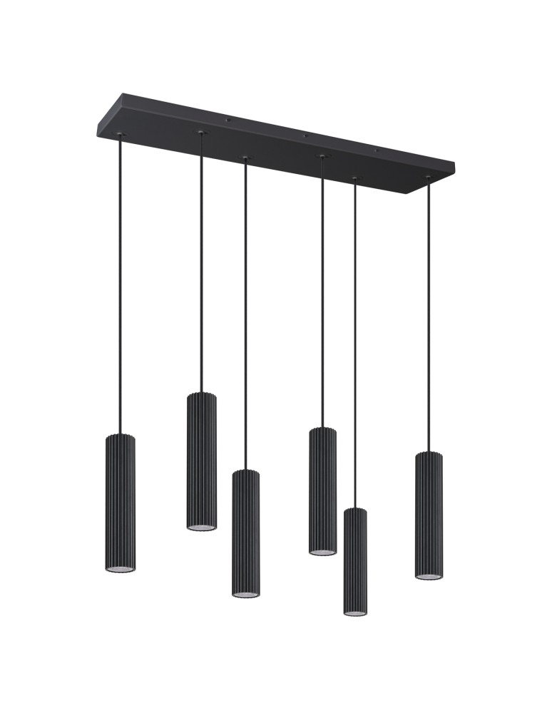 Pendant lamps on a strip - Thoro pendant lamp IVAR 6L black LED 4000K TH.621 - product kolory-swiatla.pl 1