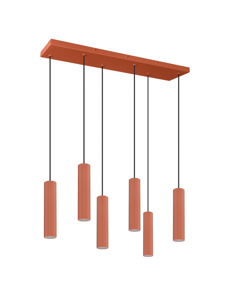 Pendant lamps on a strip - Thoro pendant lamp IVAR 6L ochre red LED 4000K TH.633 - product kolory-swiatla.pl 1