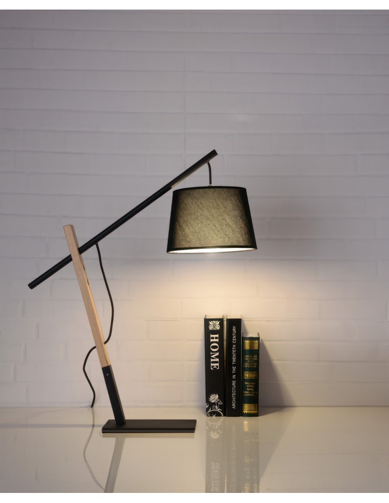 Azzardo GARDA TABLE BK Czarny 1xE27 Stołowa z Abażurem Regulacja Wysokości AZ5644