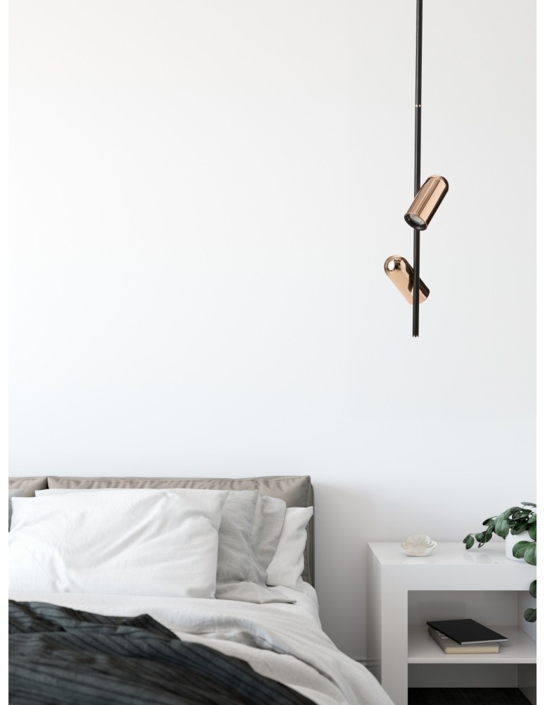 Double pendant lamps - Azzardo Ceiling VIVI TOP 2 GO/BK Black Matte/Gold Gloss 2xGU10 AZ5727 - product kolory-swiatla.pl 2