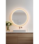 Azzardo SERGIO MIRROR 60 HEATED CCT SWITCH GO Złoty Szczotkowany/Biały Lustro Łazienkowe Podgrzewane Zmienna Barwa Św. AZ5820