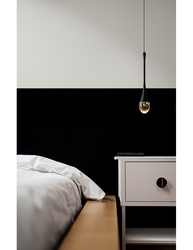 Single pendant lamps - Azzardo DALMA 1 BK Black Matte/Transparent 1xLED Pendant AZ6005 - product kolory-swiatla.pl 2